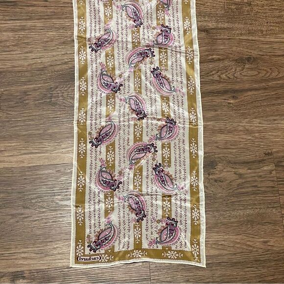 Vintage Cacharel For Glentex 100% SILK Scarf Pink Purple Cream Tan - Picture 4 of 9